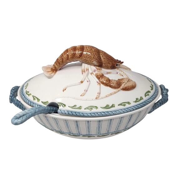 Fitz & Floyd Classics SEABOARD Lobster Soup Tureen With Ladle Crawfish Crawdad - Picture 5 of 16